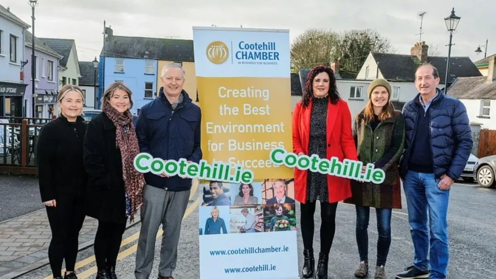 A photo of the Cootehill Chamber members, together with some local business owners
